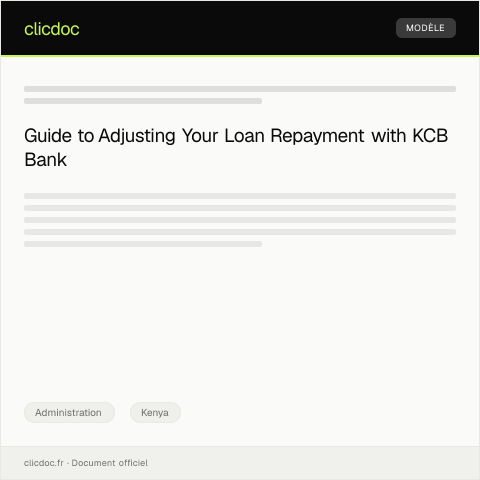 Document preview: Application for Loan Repayment Schedule Adjustment with KCB Bank — Administration, Kenya