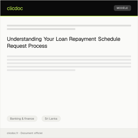 Document preview: Loan Repayment Schedule Request — Banking & finance, Sri Lanka