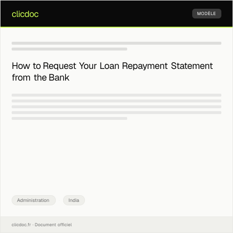 Document preview: Request for Loan Repayment Statement from Bank — Administration, India