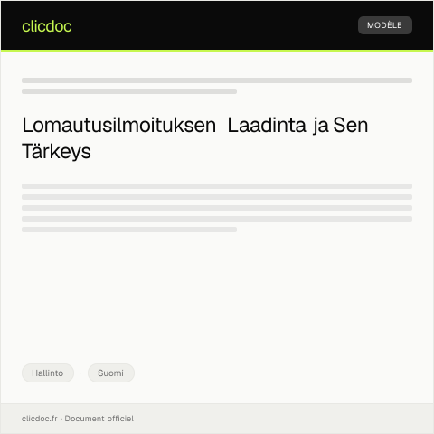 Document preview: Lomautusilmoitus — Hallinto, Suomi