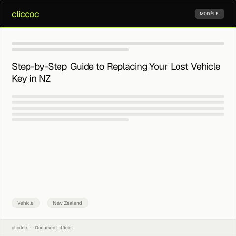 Document preview: Application for Lost Vehicle Key Replacement with NZTA — Vehicle, New Zealand