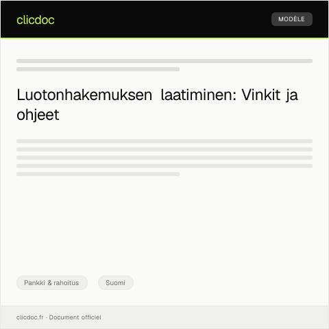 Document preview: Luotonhakemus — Pankki & rahoitus, Suomi