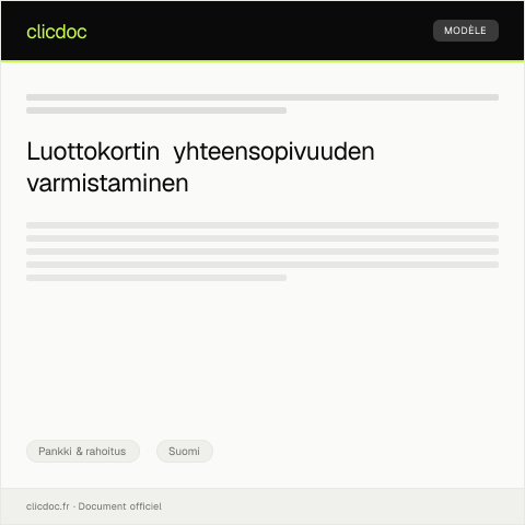 Document preview: Luottokorttiyhteensopivuus — Pankki & rahoitus, Suomi
