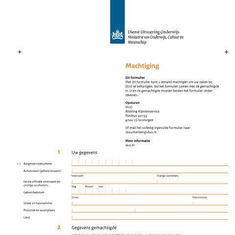 Documentvoorvertoning: Machtiging — DUO — Studentenreisproduct minderjarigen, Nederland