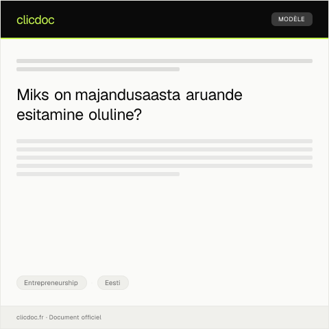 Document preview: Majandusaasta aruande ja finantsdokumentide esitamine — Entrepreneurship, Eesti