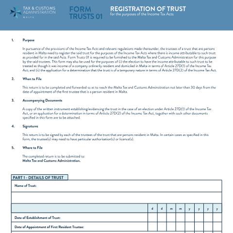 Document preview: Downloads — registration_trust.pdf — corporate_tax, Malta (CERFA n°registration_trust)