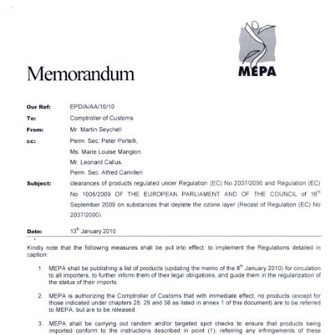 Document preview: Clearances from Other Departments — rc019a---release-of-substances-covered-by-ec-1005_09.pdf — customs_excise, Malta (CERFA n°rc019a---release-of-substances-covered-by-ec-1005_09)