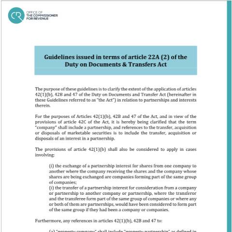 Document preview: Guidelines — guidelines-partnerships-duty-on-documents-and-transfers-act.pdf — duty, Malta (CERFA n°guidelines-partnerships-duty-on-documents-and-transfers-act)