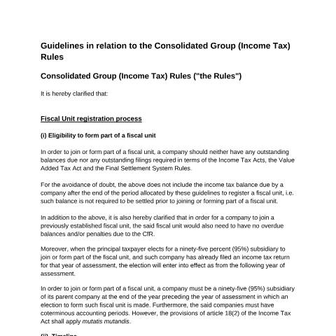 Document preview: Tax Guidelines — guidelines-in-relation-to-the-consolidated-group-(income-tax)-rules.pdf — income_tax, Malta (CERFA n°guidelines-in-relation-to-the-consolidated-group-(income-tax)