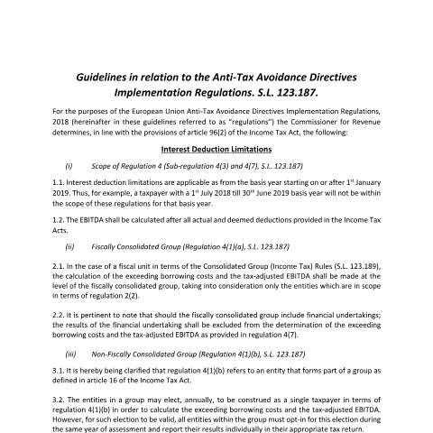 Document preview: Tax Guidelines — guidelines-in-relation-to-the-anti-tax-avoidance-directives-implementation-regulations-(atad).pdf — income_tax, Malta (CERFA n°guidelines-in-relation-to-the-anti-tax-avoidance-directives-)