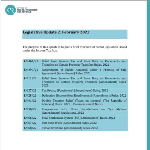 Document preview: 2022 — update-2---february-2022.pdf — income_tax, Malta (CERFA n°update-2---february-2022)