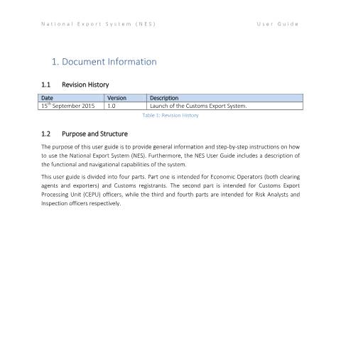 Document preview: User Guides — national-export-system-user-manual.pdf — customs_excise, Malta (CERFA n°national-export-system-user-manual)