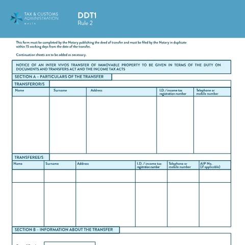 Document preview: Downloads — ddt1.pdf — property_tax, Malta (CERFA n°ddt1)