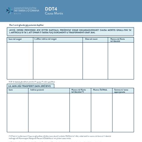 Document preview: Downloads — ddt4.pdf — property_tax, Malta (CERFA n°ddt4)