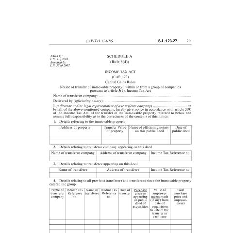 Document preview: Downloads — cgt-schedule-a.pdf — property_tax, Malta (CERFA n°cgt-schedule-a)