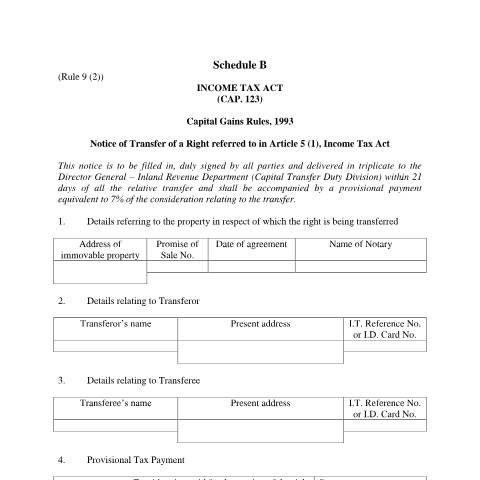 Document preview: Downloads — cgt_schedule_b.pdf — property_tax, Malta (CERFA n°cgt-schedule-b)