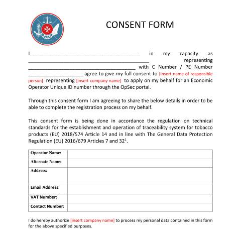 Document preview: Manufacturing and Importing Tobacco Products — consent-form-for-eos.pdf — customs_excise, Malta (CERFA n°consent-form-for-eos)