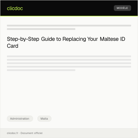 Document preview: Application for Maltese ID Card Replacement - Identity Malta Agency — Administration, Malta