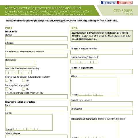 Document preview: Court funds: manage a protected beneficiary's fund — Ministry of Justice, United Kingdom