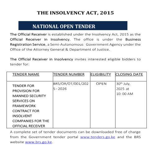 Document preview: MANNED SECURITY FOR INSOLVENT COMPANIES — Document, Kenya (CERFA n°MANNED-SECURITY-FOR-INSOLVENT-COMPANIES)