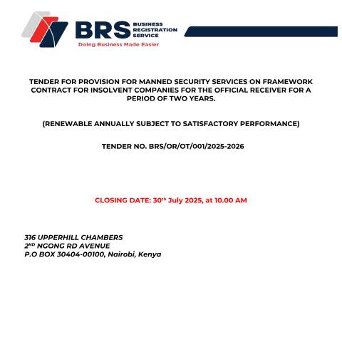 Document preview: Manned security – FOR INSOLVENT COMPANIES FOR OFFICIAL RECEIVER — Document, Kenya (CERFA n°Manned-security-FOR-INSOLVENT-COMPANIES-FOR-OFFICIAL-RECEIVER)