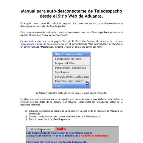Vista previa del documento Manual de autodesconexión de Teledespacho — Manual, El Salvador (CERFA n°PMHDC8305)