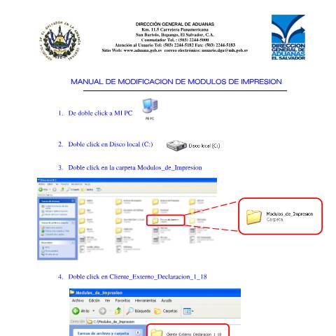 Vista previa del documento Manual de reconfiguración de los módulos de impresión — Manual, El Salvador (CERFA n°PMHDC8308)