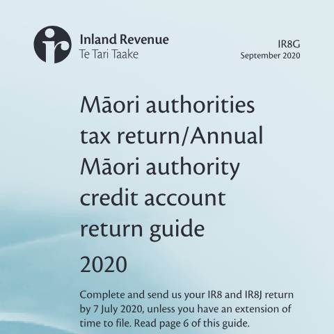 Document preview: Māori authorities' tax return guide — Income tax, Māori, New Zealand (CERFA n°IR8G)