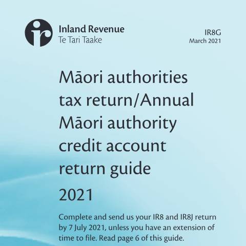 Document preview: Māori authorities' tax return guide — Income tax, Māori, New Zealand (CERFA n°IR8G)
