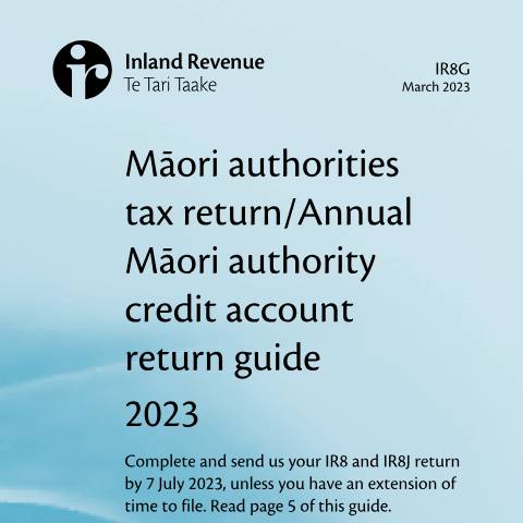 Document preview: Māori authorities' tax return guide — Income tax, Māori, New Zealand (CERFA n°IR8G)