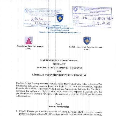 Document preview: MARRËVESHJE BASHKËPUNIMI MIDIS ATK-SË DHE KKRF-SË — Marreveshjet E Bashkepunimit, Kosovë