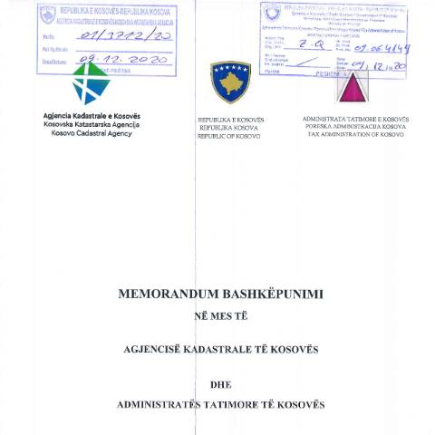 Document preview: MARRËVESHJE BASHKËPUNIMI NË MES TË AGJENCISË KADASTRALE TË KOSOVËS DHE ADMINISTRATËS TATIMORE TË KOSOVËS — Marreveshjet E Bashkepunimit, Kosovë