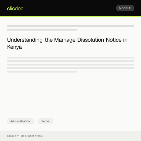 Document preview: Marriage Dissolution Notice to County Registrar of Marriages — Administration, Kenya