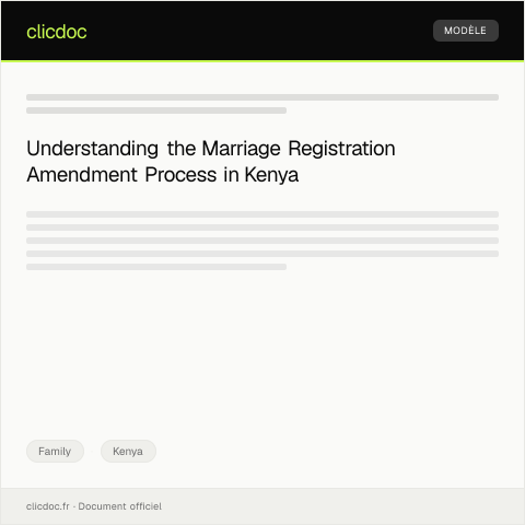 Document preview: Marriage Registration Amendment Request (Form FK-MAR006) — Family, Kenya