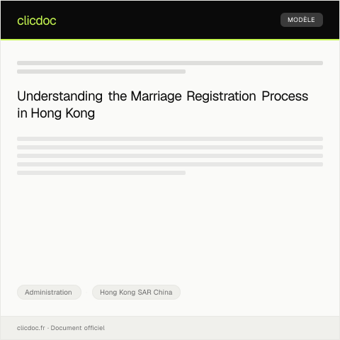 Document preview: Marriage Registration Application / 結婚登記申請 — Administration, Hong Kong SAR China