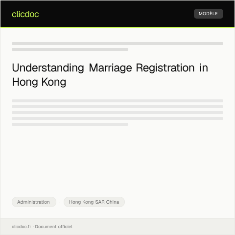 Document preview: Notification of Marriage Registration at the Civil Celebrant — Administration, Hong Kong SAR China