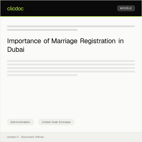 Document preview: Notification of Marriage Registration to Dubai Family Court — Administration, United Arab Emirates