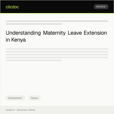 Document preview: Application for maternity leave extension at employer’s HR department — Employment, Kenya