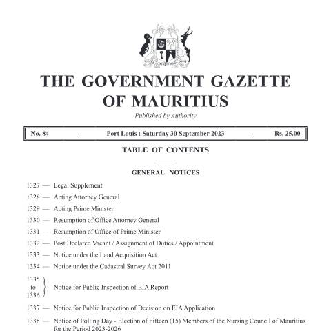 Document preview: Companies-GN. 1351 of 2023 — Document, Mauritius (CERFA n°Companies-GN.-1351-of-2023)
