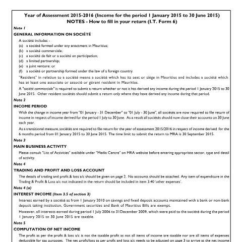Document preview: Notes — Document, Mauritius (CERFA n°NotesSociete130815)