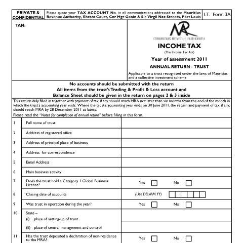Document preview: 2011 — Form, Mauritius (CERFA n°ReturnTrust2011a)