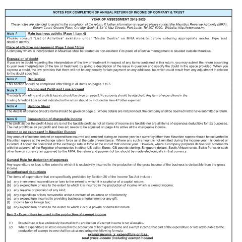 Document preview: 2019-2020 — Document, Mauritius (CERFA n°IT033ANotes1920)