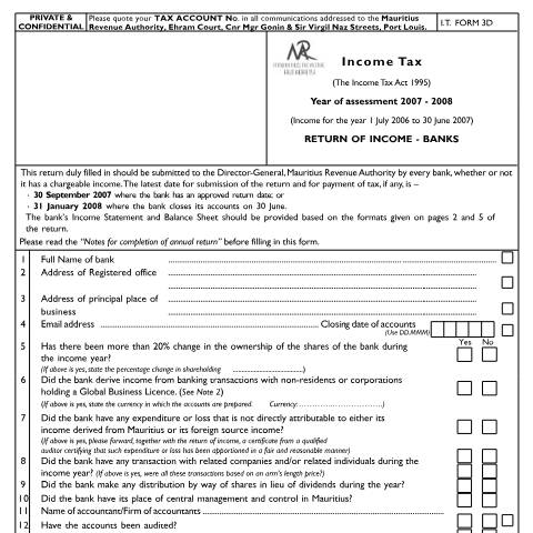 Document preview: 2007/2008 — Document, Mauritius (CERFA n°bank0708full)