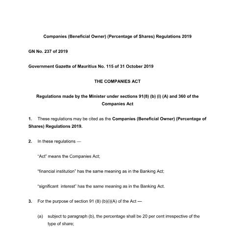 Document preview: GN. 237 of 2019 — Document, Mauritius (CERFA n°GN.-237-of-2019)