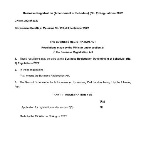Document preview: GN No. 242 of 2022 — Document, Mauritius (CERFA n°GN-No.-242-of-2022)