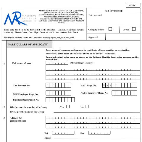 Document preview: CNP Application — Form, Mauritius (CERFA n°CNPApplicationForm)