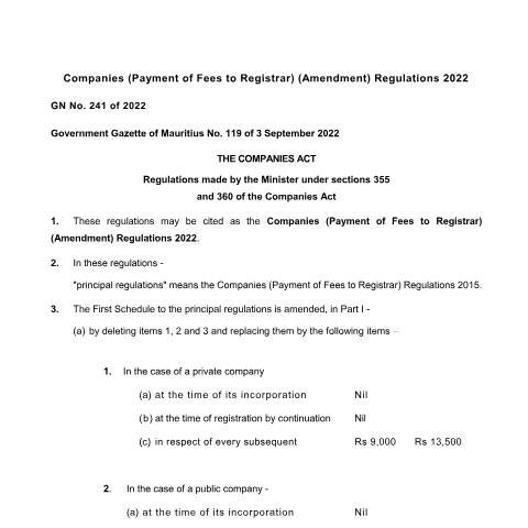 Document preview: GN. 241 of 2022 — Document, Mauritius (CERFA n°GN.-241-of-2022)