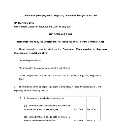 Document preview: GN. 139 of 2015 — Document, Mauritius (CERFA n°GN.-139-of-2015)