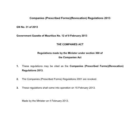 Document preview: GN. 31 of 2013 — Document, Mauritius (CERFA n°GN.-31-of-2013)