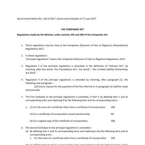 Document preview: Regulations made by the Minister under sections 355 and 360 of the Companies Act — Regulation / Order, Mauritius (CERFA n°Regulations-made-by-the-Minister-under-sections-355-and-360-of-the-Companies-Act)